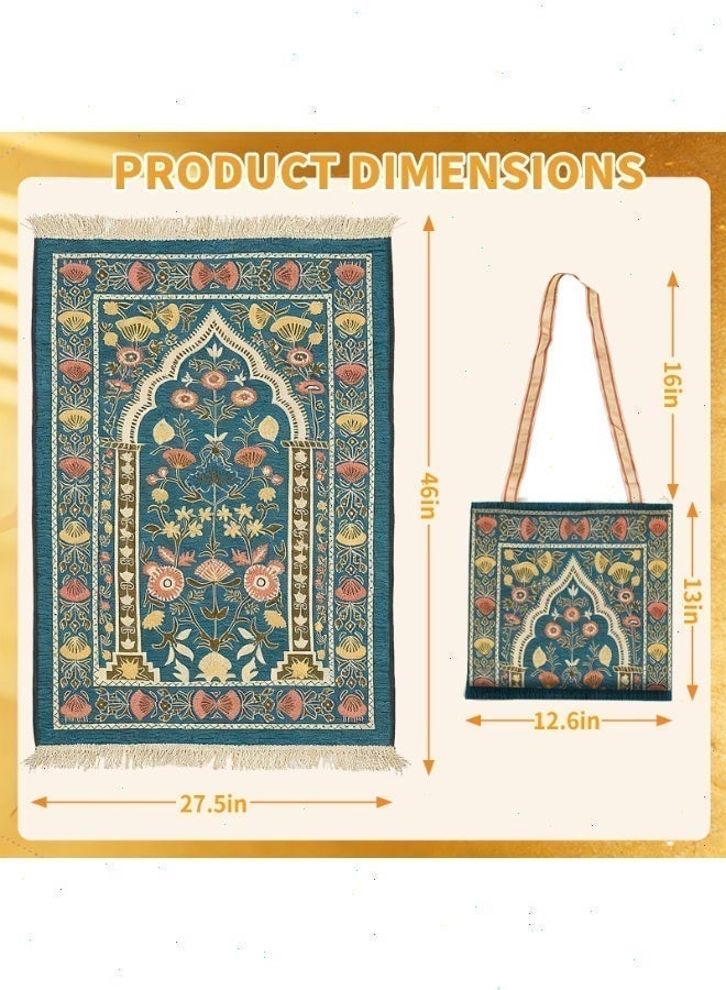 سجادة صلاة رمضان، سجادة صلاة إسلامية محمولة مع حقيبة حمل أنيقة، سجادة ناعمة قابلة للطي، هدية رائعة للعائلة والأصدقاء المسلمين - Image 3